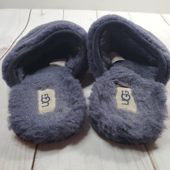 Ugg Flufette Slippers Shoes 8 Womens Plush Shearling Slip On Blue 1102594 - Picture 5 of 10